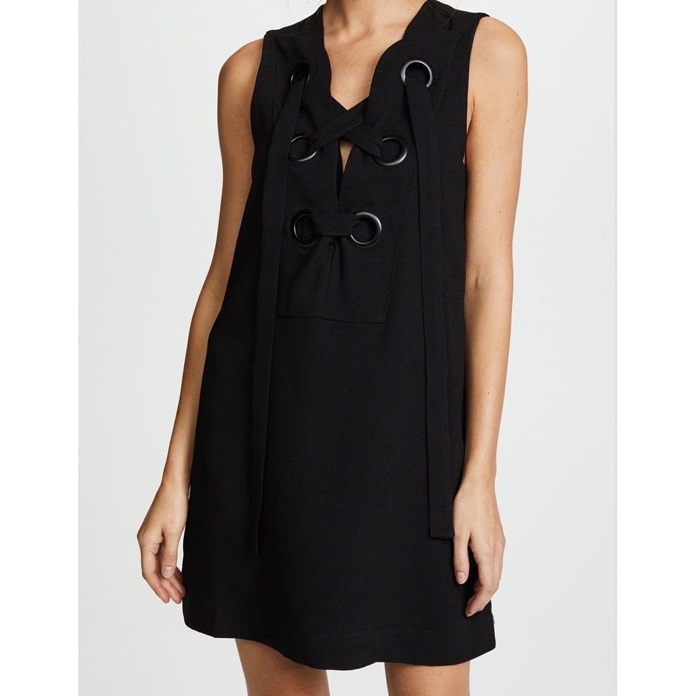 NWT English Factory Dress Small Black Lace Up‎ Grommet Mini Sleeveless Shift